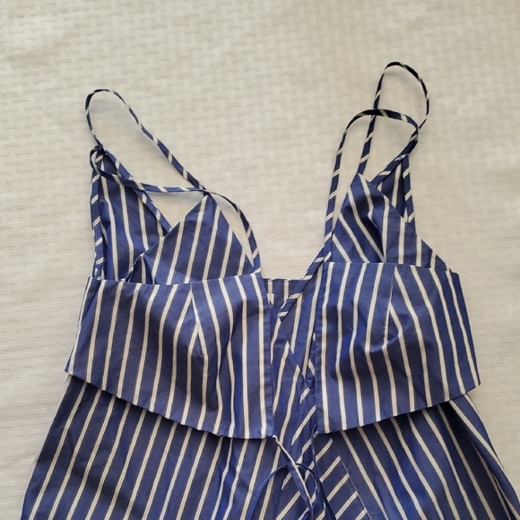 Rebecca Taylor Marseille Resort  Blue and White Ruched Tie Front Maxi Sundress - Picture 5 of 10